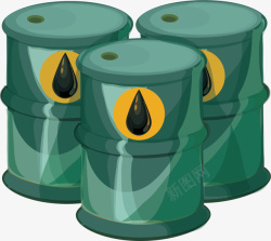 矢量石油油桶蓝绿色石油桶高清图片