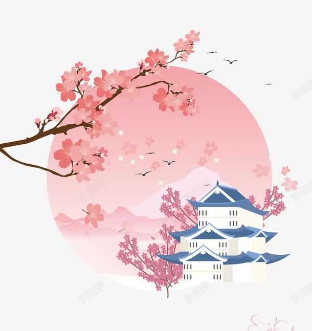 粉色浪漫樱花主题海报png免抠素材_88icon https://88icon.com 宣传 宫殿 度假 建筑 旅游 春季 景点 樱花节 赏樱花