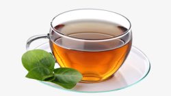 一杯红茶配绿叶清淡典雅素材