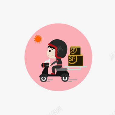 人物logo扁平化卡通人物骑车的快递小哥图标图标