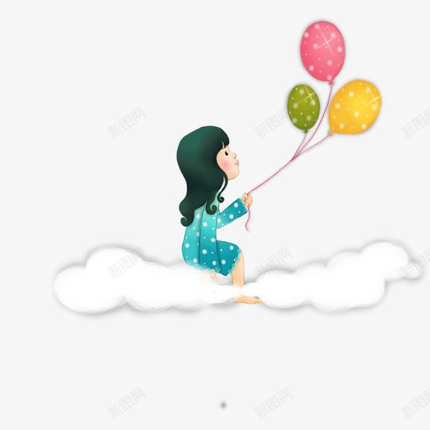 坐在云端的小女孩png免抠素材_88icon https://88icon.com 云端 儿童节 儿童节素材 卡通 卡通素材 小女孩 气球