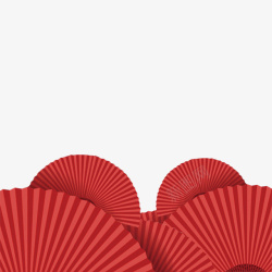 枚红色樱花红色圆形扇子节日元素高清图片