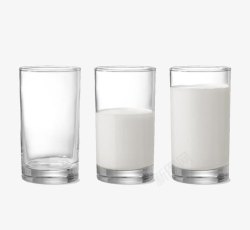 两个高杯子三杯牛奶高清图片