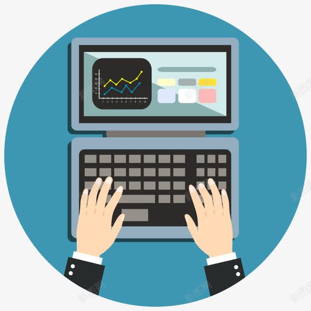 操作电脑png免抠素材_88icon https://88icon.com 信息表 扁平化 操作电脑 流程图 电脑 矢量素材 结构组合