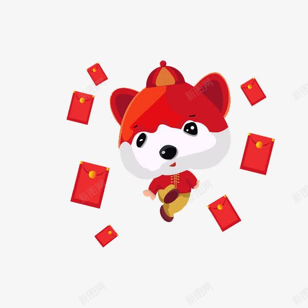 红色狗年漂浮红包图png免抠素材_88icon https://88icon.com 可爱的 小狗 漂浮的 狗年 红包 红色的