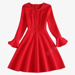 红色的裙子小香风蝴蝶结红裙子高清图片