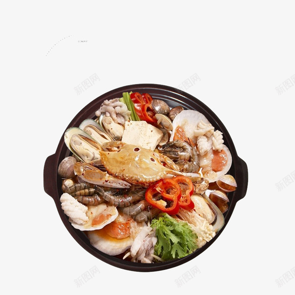 海鲜拼盘png免抠素材_88icon https://88icon.com 产品实物图 各种海鲜 海鲜拼盘 食物 食物拼图 黑色锅