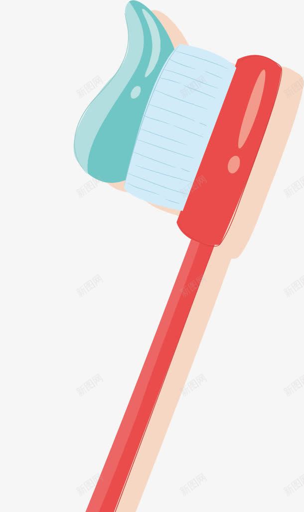 牙刷png免抠素材_88icon https://88icon.com 刷牙 卡通手绘 水彩 牙膏 牙膏图案 红色牙刷