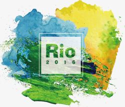 水彩喷溅里约奥运会2016海报图素材