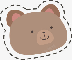 气球贴纸卡通可爱棕色熊头高清图片