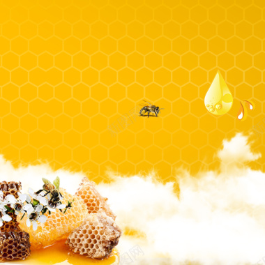 蜂巢蜂蜜食品黄色PSD分层主图背景背景