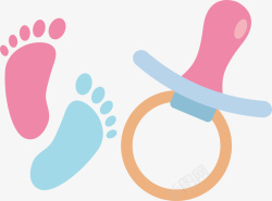 婴幼儿用品奶嘴脚丫印卡通可爱婴儿用品矢量图高清图片