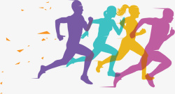 剪影跑步人彩色跑步运动健身高清图片