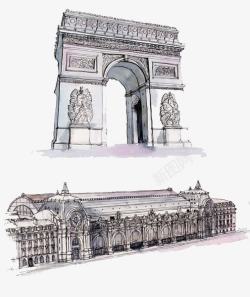 法国凯旋门素描法国世界名胜古迹高清图片