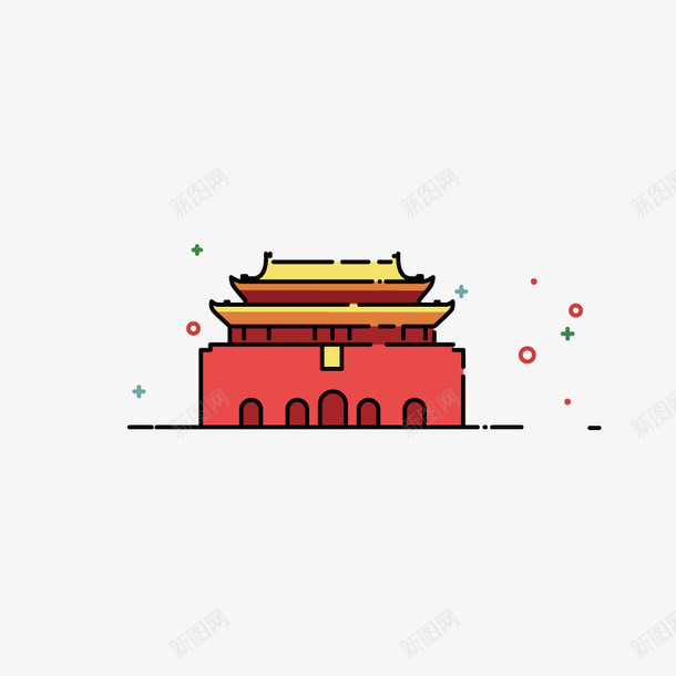 红色天安门建筑元素png免抠素材_88icon https://88icon.com 天安门 天安门素描 屋顶 建筑 彩色 扁平化 手绘 红色 线稿