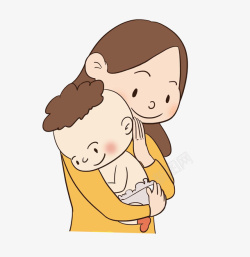 抱孩子妈妈抱着可爱孩子简笔画高清图片