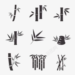 竹子线条手绘黑色竹节图标高清图片
