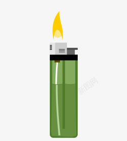 彩色火焰一个绿色打火机矢量图高清图片