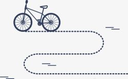卡通零食车手绘卡通自行车行驶路线矢量图高清图片