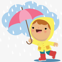 雨季可爱下雨天打伞女孩高清图片