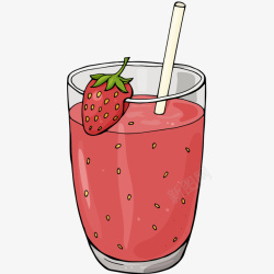 新鲜草莓汁插画素材