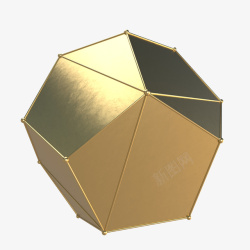 多面体菱形的金色立体几何高清图片