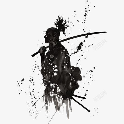侠客png免抠素材_88icon https://88icon.com 侠客水墨画 剑 日本武士 武士 武士刀 武士道 水墨 舞剑