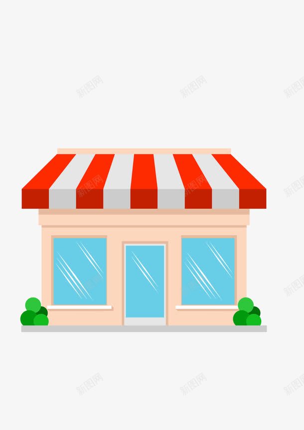 卡通商店门头png免抠素材_88icon https://88icon.com 便利店 卡通手绘 商店 彩虹遮阳伞 玻璃门 线下店铺