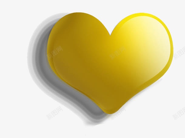 黄色爱心按钮png免抠素材_88icon https://88icon.com 心形 心形按钮 按钮 爱心 立体感 金色 阴影 黄色渐变