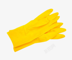 家居清洁手套黄色的橡胶洗碗手套高清图片