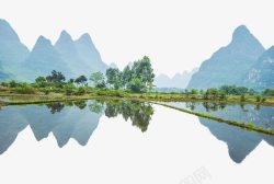 扁平化山水美丽的中国景色高清图片