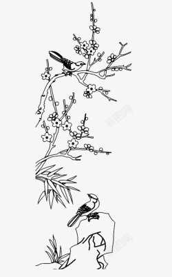 枝头的喜鹊喜上枝头梅花简笔画高清图片