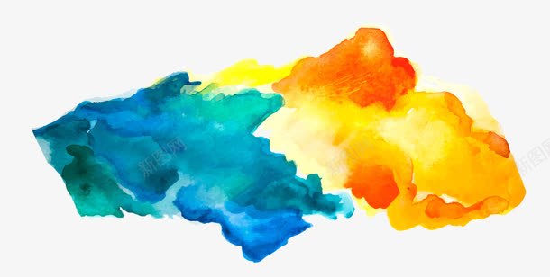 蓝色与橙色墨迹背景png免抠素材_88icon https://88icon.com 晕染墨迹蓝色橙色水彩背景
