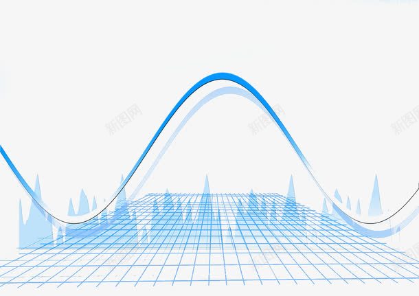 蓝色高山抛物线png免抠素材_88icon https://88icon.com 山 抛物线 网格 网状线 蓝色