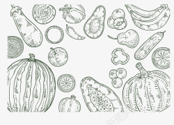 秋季花纹背景手绘秋季养生果蔬矢量图高清图片