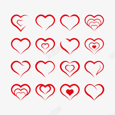 爱心印章元素红色爱心图标图标