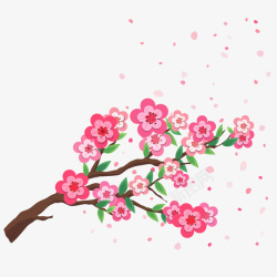 浪漫粉红桃花花瓣花朵矢量图素材