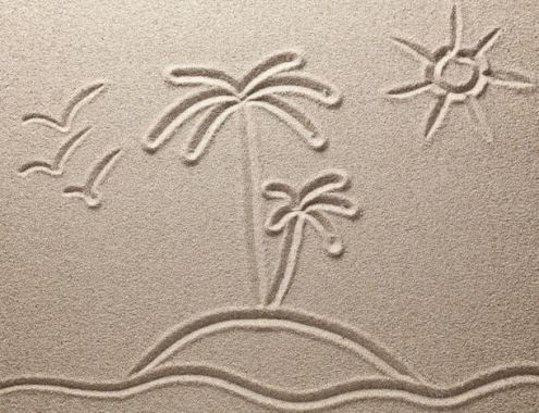 椰子太阳大雁沙滩画背景