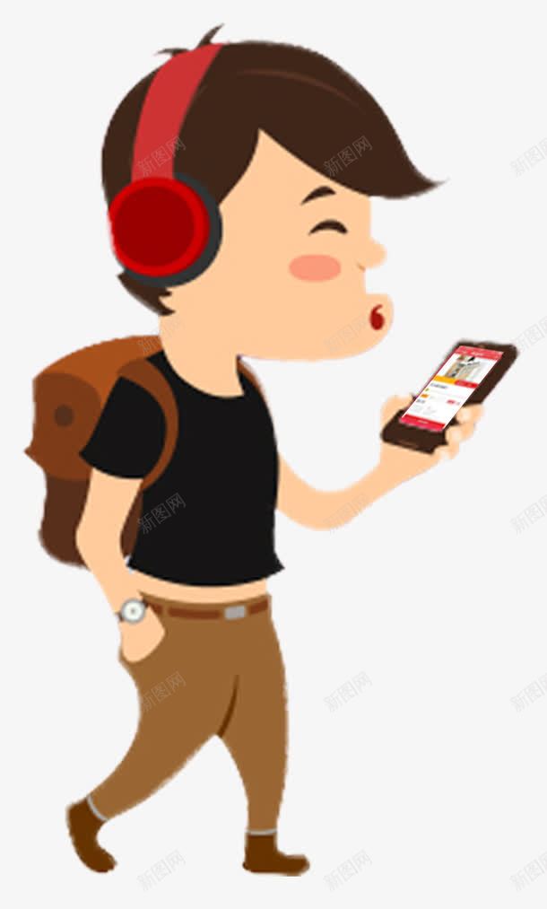 低头玩手机png免抠素材_88icon https://88icon.com 人物 低头玩手机 低着头 卡通 听音乐 少年 男孩