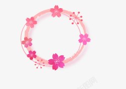 粉色清新春季花环素材