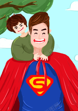 超人爸爸手绘背景图背景