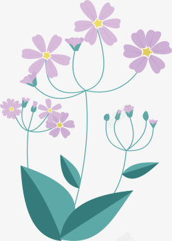 紫色卡通春天野花矢量图素材