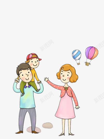 一家人一起旅游png免抠素材_88icon https://88icon.com 人物 卡通 彩色 热气球