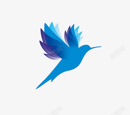 渐变蓝色线条渐变飞鸟logo图标图标