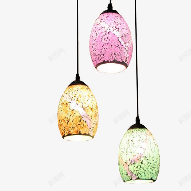 彩色三头吊灯png免抠素材_88icon https://88icon.com 产品实物三头吊灯餐厅吊灯三色吊灯