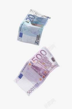 韩元实物飘落的欧元钱高清图片