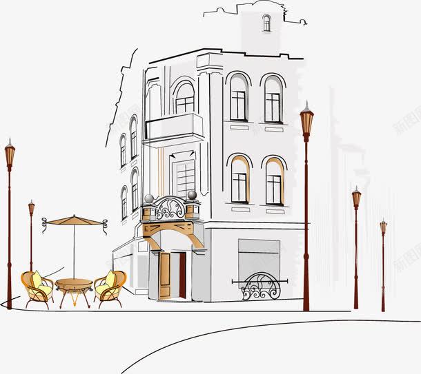 欧式街边咖啡馆png免抠素材_88icon https://88icon.com 休闲 城市 插画 桌椅 欧式 欧式街边咖啡馆 街边咖啡馆