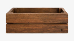 棕色无盖的复古木盒实物素材