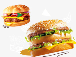 多层汉堡素材两个汉堡高清图片