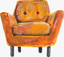 橙色单人沙发水彩插画素材